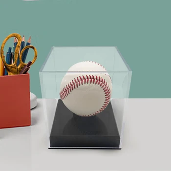 Бейзболна витрина, Акрилни калъф за бейзбол, бейзбол притежателя, Витрина сувенири, Защита на топката, Квадратна прозрачна кутия за показване