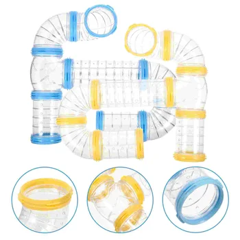 2 комплекта пластмасови тръби за хамстери части за Свързване Прозрачни тръбички за хамстери, за да проверите за хамстери