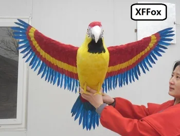 големи са истински крила модел папагал от пяна и пера, червено-жълта кукла-папагал около 80x140 см d0158