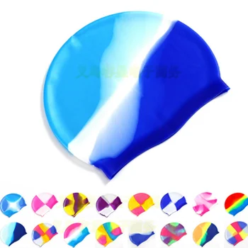 Силиконова шапка за плуване за възрастни ярки цветове, Мъжки И Дамски Еластични, Меки и Удобни Шапки за плуване, за Защита на ушите, Аксесоари за вимминга