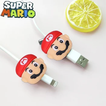 Защитен калъф за кабел за предаване на данни Super Mario Фигурка аниме Марио Играчки от PVC Зарядно устройство противоразрывная въже Аксесоари за телефони, Подаръци за деца