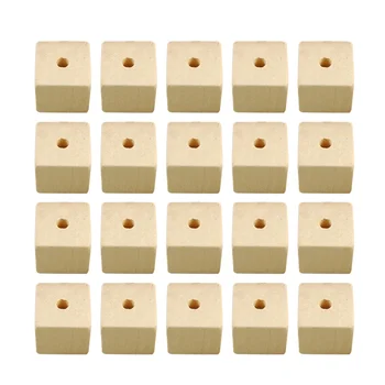 100 дървени квадратни мъниста, с дупки за бижута със собствените си ръце (12 мм)