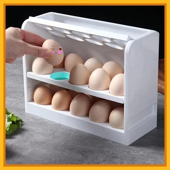 Автоматична перекатывающаяся кутия за яйца, многопластови стелажи-стойка за хладилник, кутия за съхранение на пресни яйца, кошница за съхранение на контейнери, кухненски организаторите