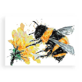 Комплекти за рисуване по номера за възрастни върху платно 16X20 см Комплект за рисуване акрил със собствените си ръце, за деца и възрастни, Начинаещи - Bee