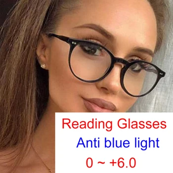 Висококачествени Унисекс Кръгли Очила за четене, Компютърни очила за защита на очите, Дамски, Мъжки слънчеви Очила с защита от синя светлина от 0 до + 6,0.