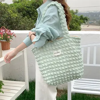 Плиссированная чанта Cloud Bubble през рамо, однотонная чанта в корейски стил, една голяма чанта под мишниците, офис работник