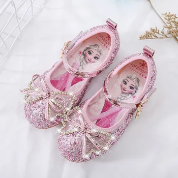 Сандали Frozen Elsa за момичета, детски танцови обувки за партита, Детски сандали и Други Princess, Блестящи сандали, плоски сандали