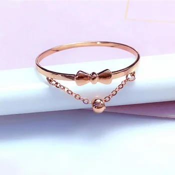 Виолетовият злато 585 проба с руски покритие от 14-каратово розово злато, Ново елегантен пръстен с бантиком-топка, изискано модно пръстен, Дамски бижута, подаръци за жена