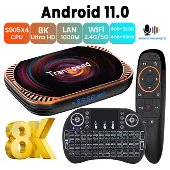 Transpeed Android TV Box Amlogic S905X4 4 GB оперативна памет И 128 GB ROM Поточна медия плейъри 8K Ultra HD 2,4 G/5,0 G Двойна мини-клавиатура и WiFi