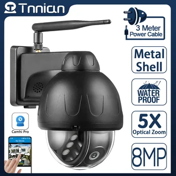 Tnnian 4K 8MP Цельнометаллическая 5G WIFI Камера за Наблюдение за Нощно Виждане Гуманоидное Автоматично Следене на Водоустойчив PTZ IP Камера за Сигурност Camhi