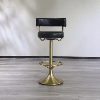 Луксозни бар столове Nordic Light, Въртящо се кресло от неръждаема стомана, бар стол от висок клас на рецепцията, Прости модерен бар столове