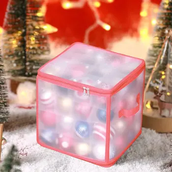 64 Окото Кутия За Съхранение На Коледни Дърво Коледна Дрънкулки С Двойно Закопчаване-Цип Органайзер За Украса На Коледната Елха, Сгъваеми Прахозащитен Сувенири За Партита