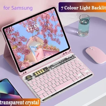 Калъф-Клавиатура за Таблет Samsung Galaxy Tab S6 Lite 10,4 S7 S8 S9 11 инча S7 FE S8 S9 Плюс 12,4 инча 7-Цветен Магнитна Капачка