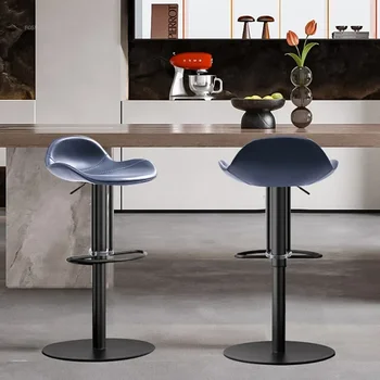 Бар столове от неръждаема стомана на скандинавския дизайн, Въртяща се стойка, столове за прием на гости, Високи столове за кухня, домашен стол с повдигане на облегалката