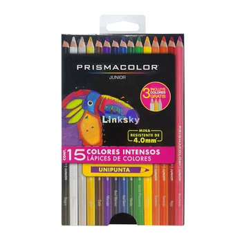 Цветни моливи Prismacolor Junior, набор от чекмеджето хартия моливи в броя 15 броя, на пръчки с дебелина 4 мм, Устойчиви на счупване; Наситени, ярки пигментирани цветове