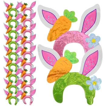 20pcs Превръзка на главата с въздушно топка с анимационни заек, панделки за коса с въздушно топка, Великденски декор от балони