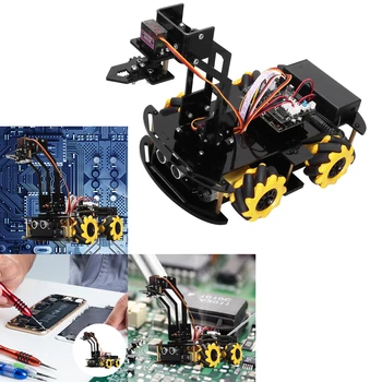 Програмируеми ОСНОВНИТЕ Механични играчки комплект за кола с роботизирана ръка 4WD, авто робот манипулатор с дистанционно управление, програмируем прът за обучение за програмиране