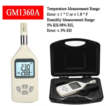 GM1360A Цифрово Измерване на влажността и температурата с LCD дисплей 0% ~ 100% относителна влажност (-30 ~ 80C) Промишлен Гигротермограф със софтуер