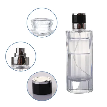 стъклен флакон-спрей бутилка с обем 100 мл с цилиндрическим вертикален модел, флакон за парфюм, прес-форма, бутилка за многократна употреба, Празните Козметични контейнери