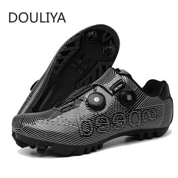 Мъжка велосипедна обувки DOULIYA МТБ, мъжки скоростни маратонки за автомобилния състезания, женски шосейни велосипеди върху плоска подметка, планински спортове, обувки SPD, шпайкове