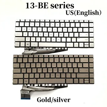 100% Нова клавиатура за лаптоп HP pavilion серия 13-BE на английски език златист/сребрист на цвят, с подсветка SN10PWB3C SN10PWB3A