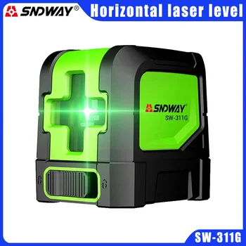 Мини-Лазерен Ниво SNDWAY SW-331G, 2-Линеен Оттичане Странично Лазерен Ниво С Перекрестием Зелен Лъч, Акумулаторна батерия
