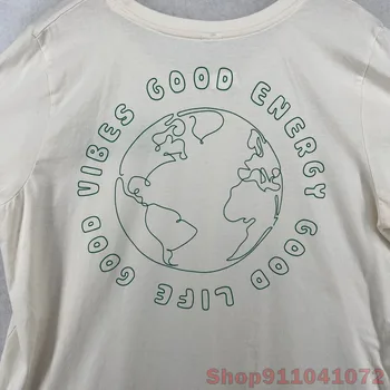 Женска тениска GOOD LIFE GOOD VIBES, размер 1X, мъжка тениска от памучен плат с изображение, слонова кост, 100% памук, дамска тениска