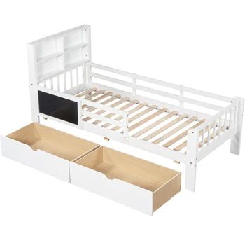 Модерно обзавеждане бебешко кошче (безплатно), практичен семеен бебешко легло с чекмеджета и черната дъска, едно легло за тийнейджъри 90 * 200 см