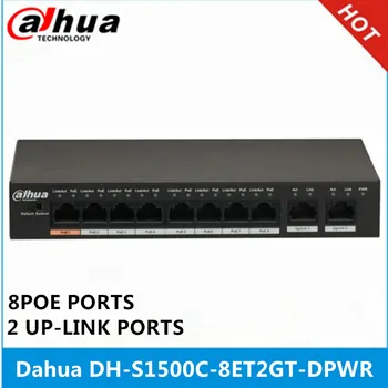 Комутатор Dahua 8PoE DH-S1500C-8ET2GT-DPWR с 8 порта POE, 2 порта up-link поддържа стандарт на хранене 802.3 af 802.3 at POE POE + Hi-PoE