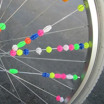 36X Цветна пластмасова скоба за затягане на спици на колело на велосипеда със светещи мъниста и интериор