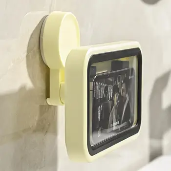Притежател на телефон в банята Запечатан държач за телефон Водоустойчив Въртяща стойка за телефон за душ с вендузата със сензорен екран за баня