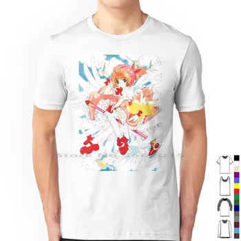 Копие Cardcaptor Sakura Тениска Sakura Kinomoto с ръкав от 100% памук Sakura Kinomoto Технологична Clow Kawaii Magical Girl Clear