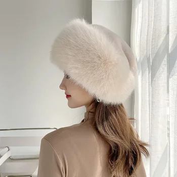 2023 новата модерна и удобна снежна шапка от изкуствена кожа, шапка-купол от лисьей вълна, монголски взема, топъл и дебел за зимата