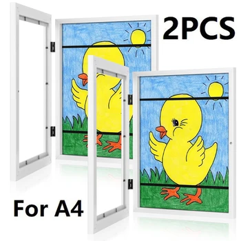 2 / 1бр Детски художествени рамка формат А4 с магнитен преден отвор за плакат, снимки, рисунки, картини, показване на детски играчки, аксесоари за дома