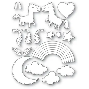 Комплект метални щанци за рязане на Rainbow Unicorn за ново записване 2022 година за scrapbooking, пощенски картички, в рамката на Свети Валентин, аксесоари за бродерия, без печати