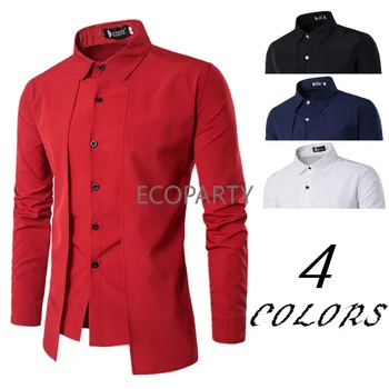 Мъжка мода 2023 г., под формата на мъжки ризи-wild, лято-есен, Hombre с дълъг ръкав и отложным яка, Бели вечерни блузи, дрехи