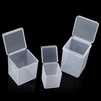 1 бр. Малки пластмасови контейнери за мъниста Прозрачна кутия за съхранение с панти капак за обекти на бродерия за Опаковане на бижута Прозрачни капаци
