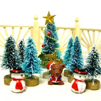 Куклена къща, малко Коледна украса, Коледна елха, Мечка, снежният човек, подарък кутия, играчка модел в мащаб 1:12, украса за дома