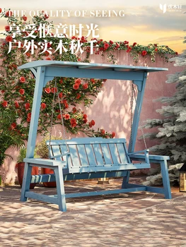 Антикорозионна дървена люлка, хамак на открито, дървено кресло-люлка, открит балкон, в двора, градинско кресло-люлка на открито