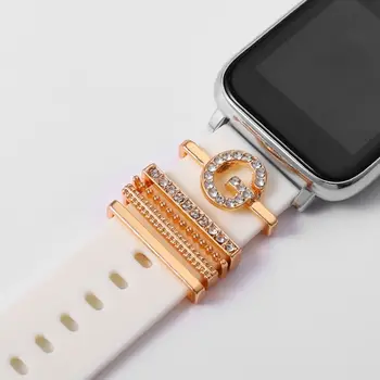 За Apple Watch Ремък, водна вълна, Метални медальони, Декоративни пръстен, диамантен украса, умни часовници, силиконов каучук, аксесоари 