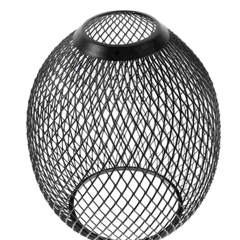 Метален мрежест барабана кухи лампа за осветление на ресторанта, домашна полилей във формата на мида (черен, 13 см, с форма на барабан)