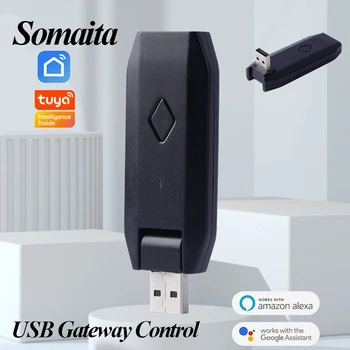 Управление на врата Somaita Sasha USB IR + RF Интелигентен безжичен хъб с дистанционно управление, извита на 180 ° Умен дом, който е съвместим с Алекса Google
