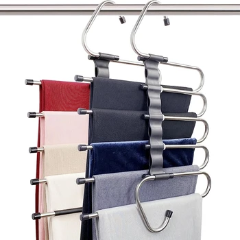 Закачалки за панталони Спестяване на пространство - 2 опаковки за кабинет, ламинирано многофункционално използване, лесна употреба