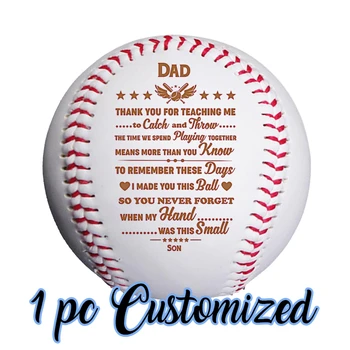 татко, благодаря ти, че ме научи Подарък от дъщеря ми Персонализирани бейзболни топки, ръчно изработени Бейзболни топки с потребителско име Подаръци Бита за софтбол