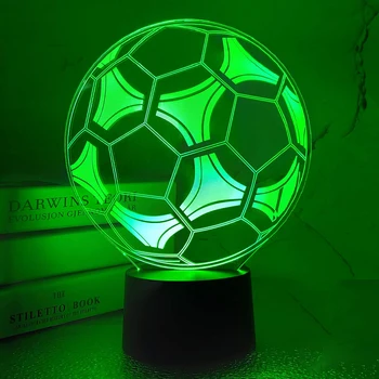 Футболна 3D иллюзионная лампа, 16 цвята, имам спортна игра, баскетбол лека нощ за мъже, юноши и деца, подарък за рожден ден