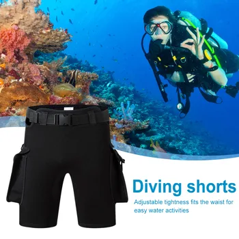 Неопренови панталони за гмуркане и сърф с 2 джобове, панталони за гмуркане с регулируем колан, топло еластично оборудване за водни спортове със защита от надраскване