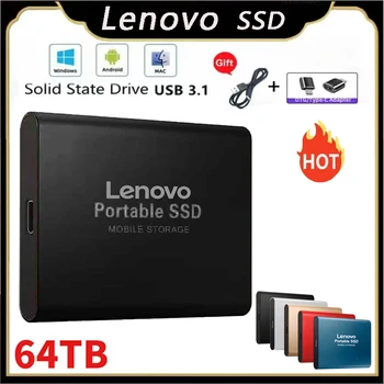 Преносим SSD-диск Lenovo обем 1 TB, външен твърд диск капацитет 2 TB твърд диск, 64 TB, USB 3.1 Gen 2, съвместим SSD-диск за лаптоп, настолен компютър Mac