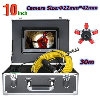 Камера за разглеждане на промишлени канализационни тръби с 30 м 10 инча 22 mm IP68 Водоустойчива камера с капацитет 1000 ТВЛ led задно осветен капацитет 6 W