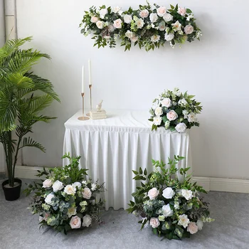 Сватбена договореност Mori flower топка, изкуствена бяла роза, стенен монтаж комплект стенни цветове по поръчка