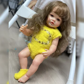 55-Сантиметър Миличка Реборн Момиче, Ръчно изработени, ръчно рисувани Bebe, Реалистични новородени бебета, Бети, имплантиран на косата.